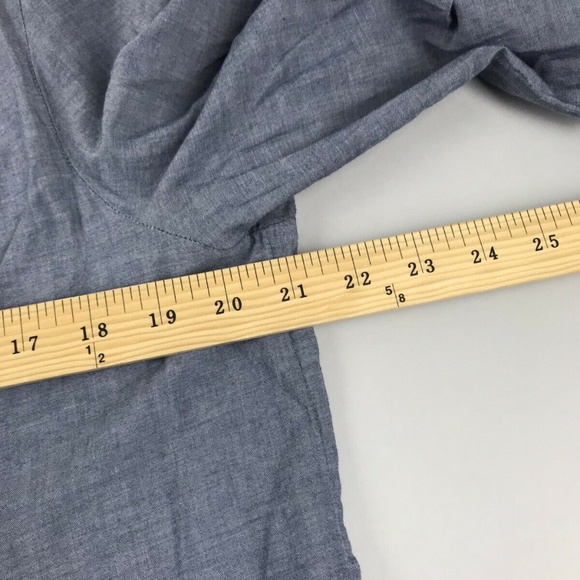 J. Jill Blue V Neck Button Blouse Roll Tab Size L - Picture 3 of 6